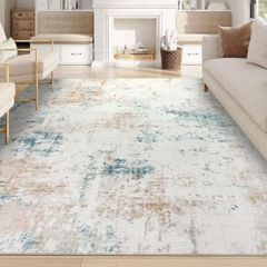 Extra Large Rugs for Living Room 160x230cm Beige Washable Carpet Rugs with Rubber Backing Non Slip Kids Carpet for Bedroom Playroom Nursery Dining Room