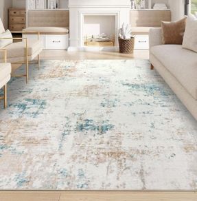 Extra Large Rugs for Living Room 160x230cm Beige Washable Carpet Rugs with Rubber Backing Non Slip Kids Carpet for Bedroom Playroom Nursery Dining Room