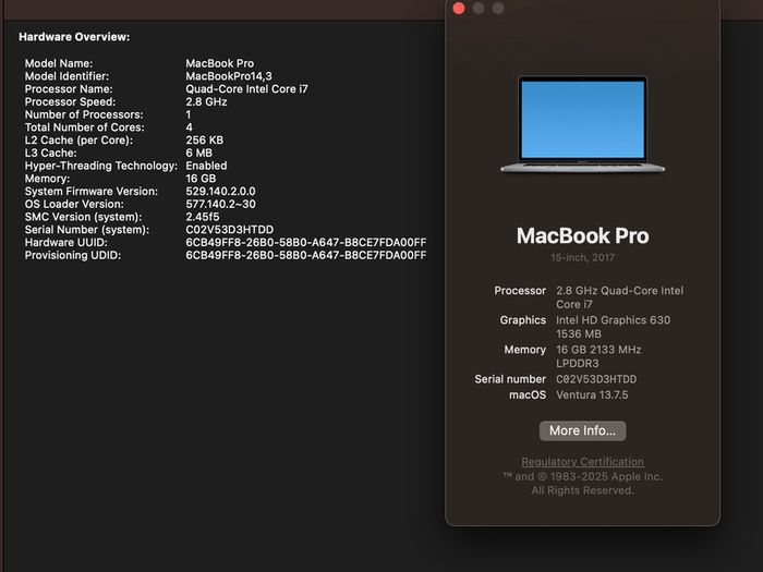 Apple MacBook Pro 15 inch 2017 | i7 | 16GB RAM | 512GB SSD