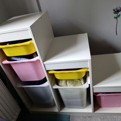 IKEA Storage frame with plastic containers