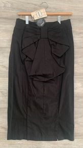 Brand New With Tags Black Midi Skirt With Bow - Lovely for Christmas