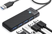 USB 3.0 Hub, ORICO 4-Port USB Hub, Ultra Slim USB Splitter for Laptop for MacBook, Mac Pro, iMac, Surface Pro,XPS, PS5, PC, Flash Drive, Mobile HDD(Black/0.15M)