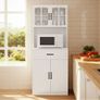 Tall Kitchen Storage Cabinet with Drawer and Upper Glass Doors white Image 6