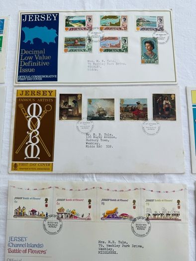 11 Pre decimal Channel Islands First Day Cover Stamps