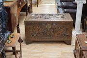 Large Chinese Carved Camphorwood Chest / Blanket Box