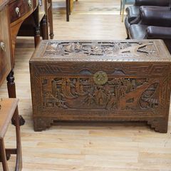 Large Chinese Carved Camphorwood Chest / Blanket Box