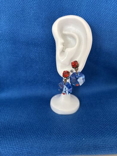 Earrings - Lampwork Beads and Antiqued Brass
