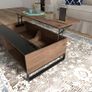 Side table with lift function, hidden storage compartment, walnut wood-effect, steel frame, 102 x 58 x 35.5 cm Image 4