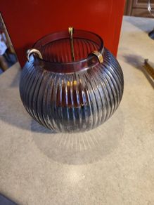 Round Ball Tealight / large Candle Candle Holder with gold metal holder