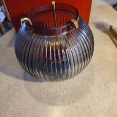 Round Ball Tealight / large Candle Candle Holder with gold metal holder