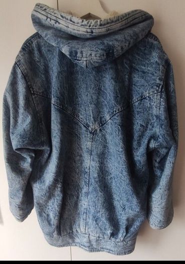 Rare True Vintage 80s/90s Acid Wash Denim Coat. Made in Britain. Sherpa fleece lined.