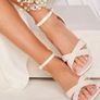Bridal White Satin Pearl Heeled Sandals Size 5 Image 4