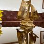 Mid Century Modern Vintage Brass Sloop Ship Paperweight Image 9