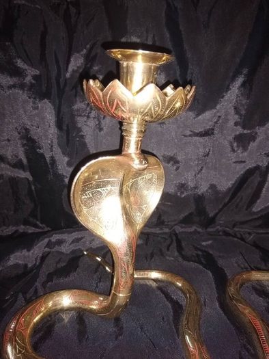 Antique Snake form Candlestick Holders
