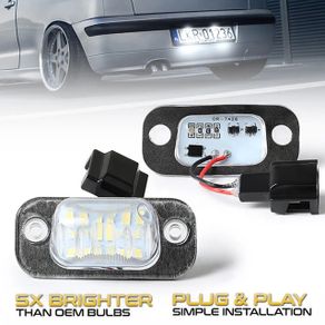 2Pcs Car LED License Number Plate Light Lamps For Seat Ibiza Cordoba Vario 6K VW Golf 3 Hatchback Cabriolet Polo MK3 6K