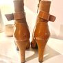 Brown faux leather vegan boots with straps size 5/ 38 Image 5