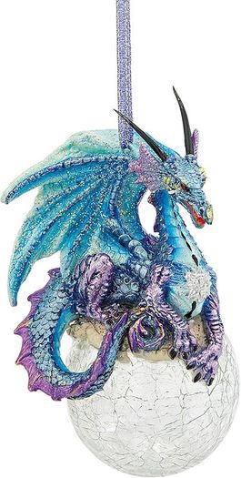 Christmas Tree Ornaments - Frost the Gothic Dragon Holiday Ornament - Snowflake Dragon Ball Ornament - Christmas Decorations