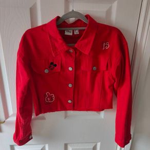 Red Denim Cropped jacket