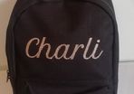 Personalised Girls Backpack From Dollymix With The Name Charli Black Sparkly