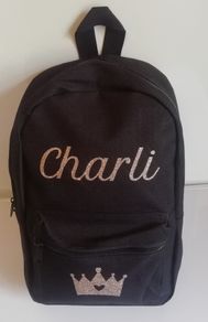 Personalised Girls Backpack From Dollymix With The Name Charli Black Sparkly