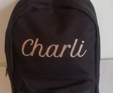 Personalised Girls Backpack From Dollymix With The Name Charli Black Sparkly