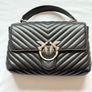 Pinko Love Bag Black Chevron Leather Shoulder Bag Original + Dust Bag Image 3