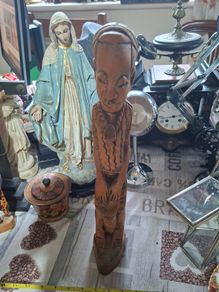 Beautiful Old Large Hand Carved Wooden African Drummer Statue Postage available or Collection