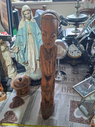 Beautiful Old Large Hand Carved Wooden African Drummer Statue Postage available or Collection