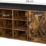 Shoe bench, storage cupboard, shoe rack with 9 open compartments and a cupboard, with upholstery, 110 x 30 x 48 cm, rustic door, vintage brown Image 4