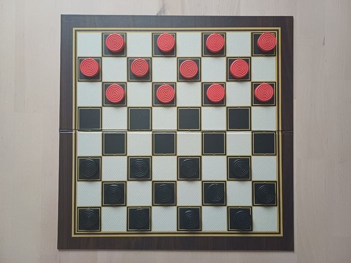 Games Room Chess Checkers Board Game Box Set Red & Black Edition OOP