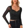 Brand New Allegra K Women's See-Through Long Sleeve Mesh Crop Tops Image 2