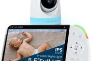 Babysense Full HD Split-Screen Baby Monitor with 1 PTZ Camera, Two-Way Talk, 6-Color Night Light, 5000mAh Battery, Long Range, 4x Zoom, and Crystal-Clear Audio