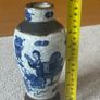 Antique Blue White Chinese Crackle Glaze Vase Brown Chenghua Nian Zhi Mark Image 6