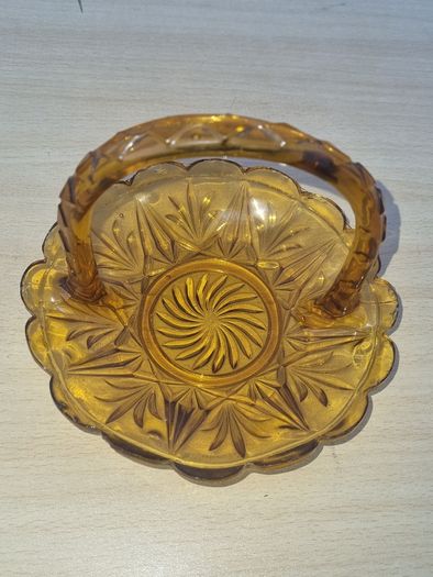 Art deco amber glass basket