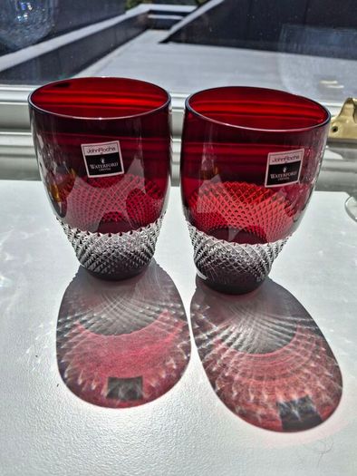 Waterford Crystal John Rocha Ruby Lume tumblers x 2