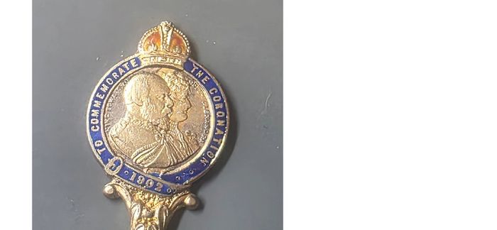 Sterling Silver Coronation Spoon 1927 Birmingham, Edward VII Enamel