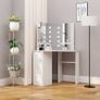 Corner Dressing Table Make-up Table with LED Light White Image 5