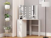Corner Dressing Table Make-up Table with LED Light White