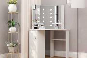 Corner Dressing Table Make-up Table with LED Light White