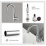 GRIFEMA Bathroom Basin Mixer Tap Stainless Steel, 360 Swivel, Hot & Cold Water Control, Water-Saving Image 4