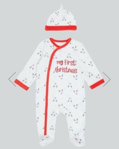 My first christmas baby sleepsuit and hat