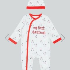 My first christmas baby sleepsuit and hat