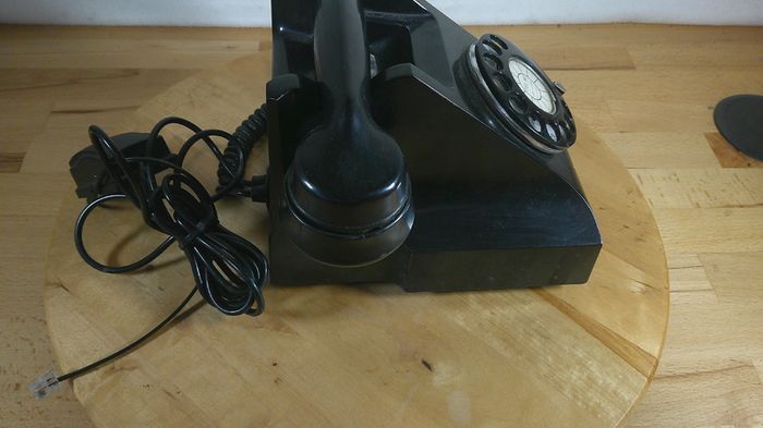 Vintage GPO 300 Series Black Bakelite Rotary Telephone - Restored Original - 1940s/50s Prop/Collectable