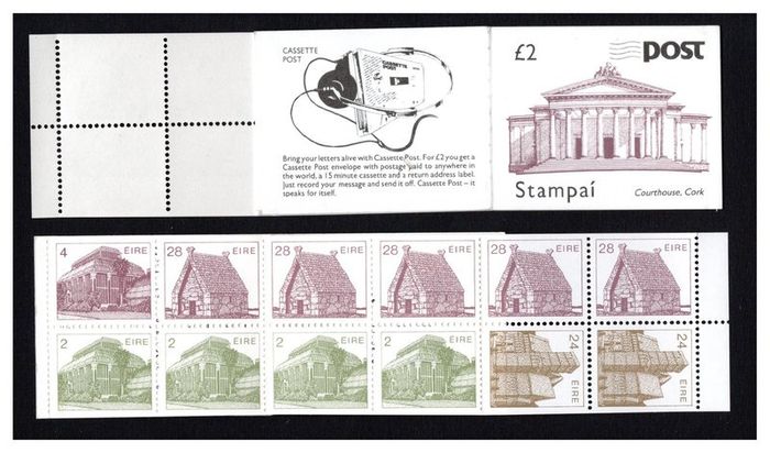 1989 Ireland Cork Courthouse Definitive Stamp Booklet Mint Never Hinged (MNH). Hibernian HB29.