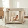 Baby Playpen All Stars Joy Award Winning Foldable  Large, Portable Play Pen for Babies & Toddlers, Breathable Mesh & Fitted Mat, Easy to Set Up, Includes Travel Bag  Taupe (6 to 36 Months) Image 5