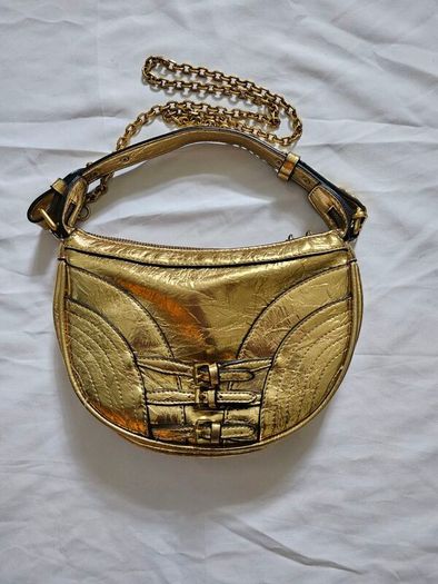 Zara Gold Patent Leather Shoulder Bag
