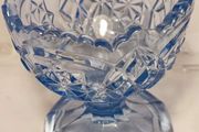 Decorative Vintage Small Blue Glass Footed Bowl, Tealight Candle Holde