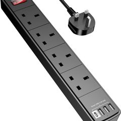 4 Socket Compact Surge USB Extension Lead