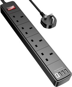 4 Socket Compact Surge USB Extension Lead