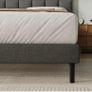 Double Bed Frame, Easy Assembly, Sturdy Wooden Slat Support, Upholstered Platform with Headboard Image 4